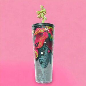 Starbucks Christmas 24 oz Cold Cup Silicone Straw Topper Holiday Tumbler GIFT NE